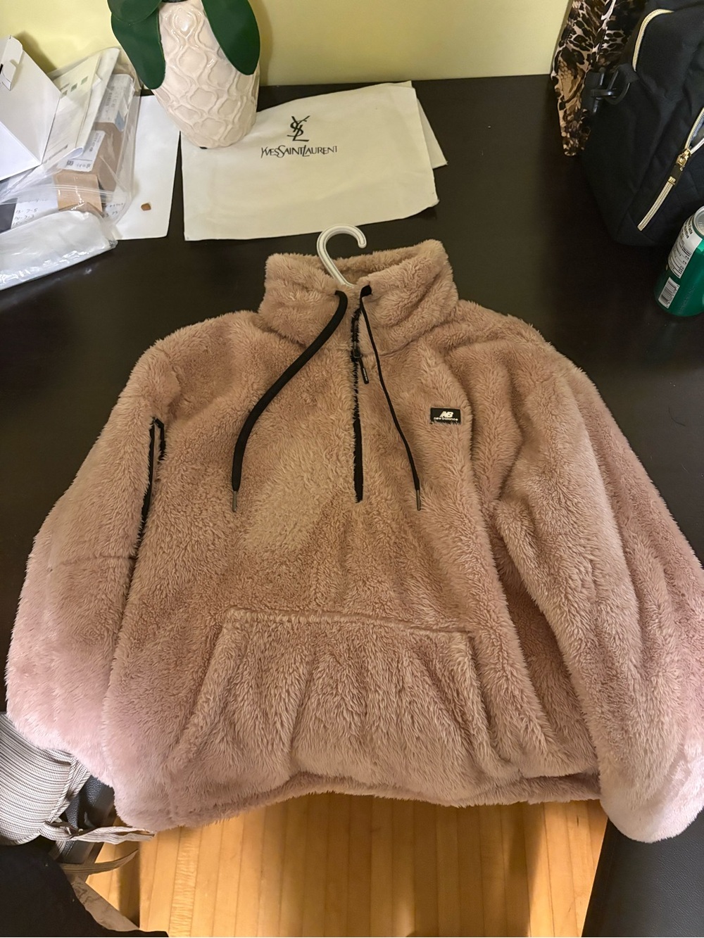 New Balance Plush Half-Zip Turtleneck Sweater - Dusty Pink